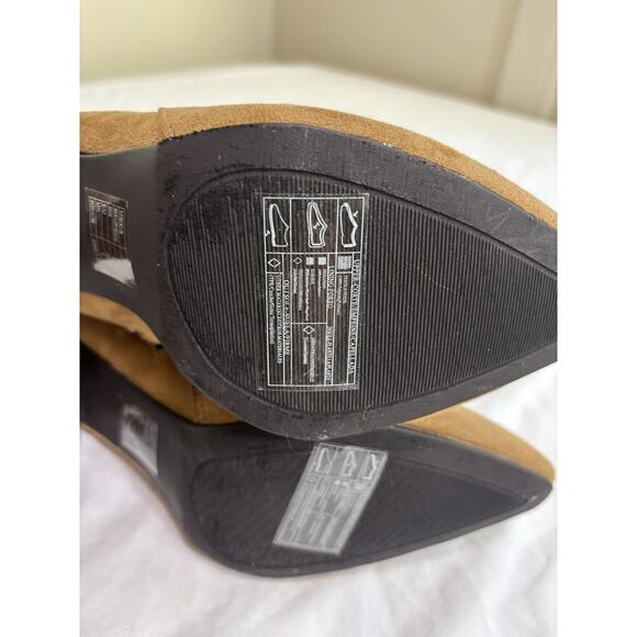 New Forever 21 Size 9 Camel Brown Faux Suede Pointed Toe Ankle Cowgirl Booties - Picture 10 of 11